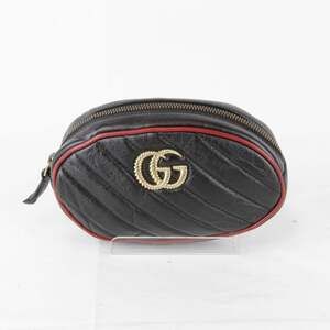 GUCCI Black Leather GG Marmont Fanny Pack